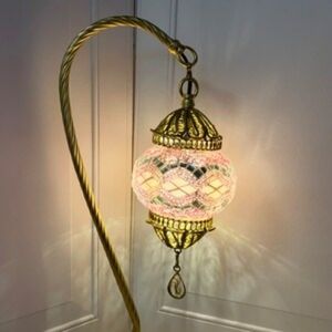 Pink Turkish mosaic lamp vintage handmade antique